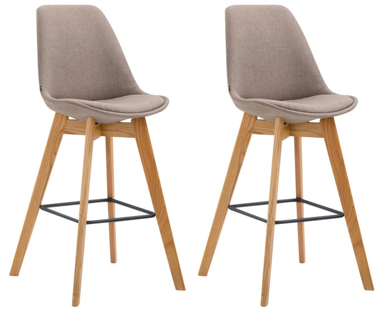 BARHOCKER 2 Stoff Taupe - Taupe/Eukalyptusholzfarben, Holz/Textil (48/112/56cm) - CLP