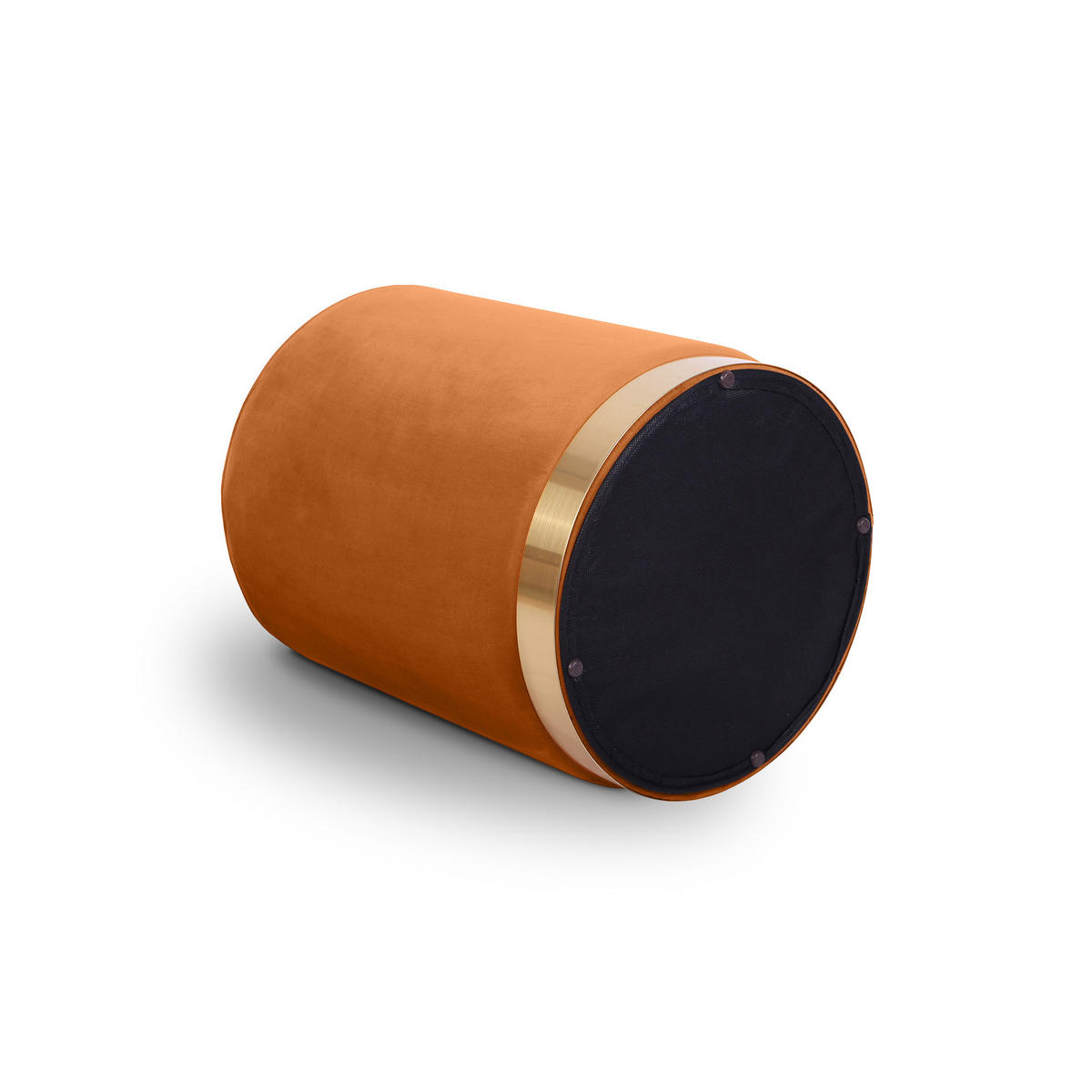 SITZPUFF Charlotte I Samt in gebranntem Orange und goldenem Metall - Dunkelorange, Holzwerkstoff/Textil (35/43/35cm) - Sicaan