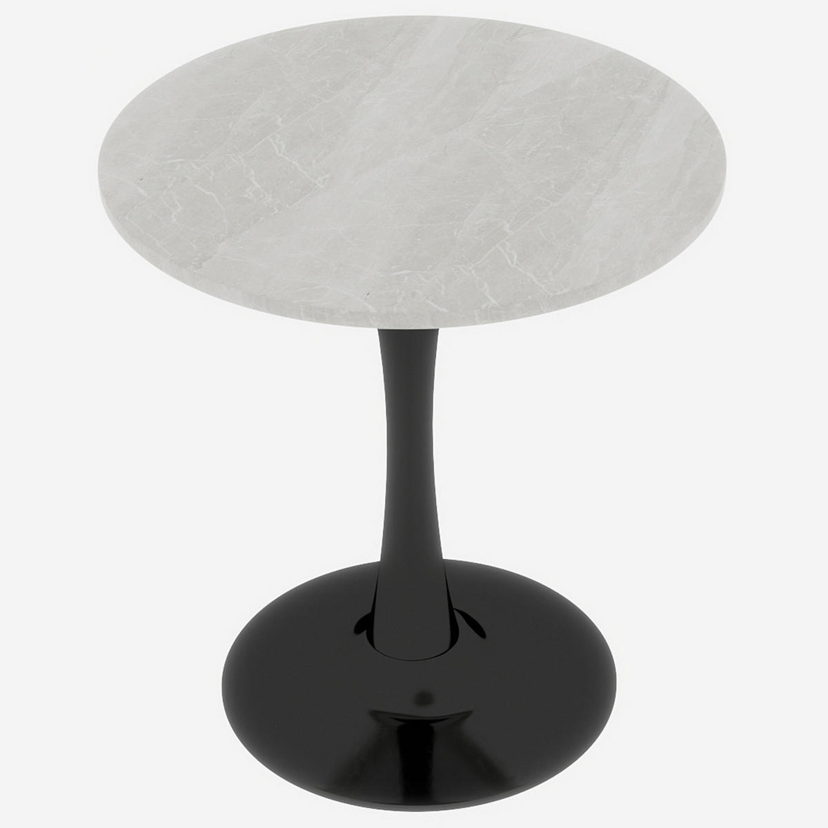 COUCHTISCH 70/70/72 cm mit runder Tischplatte in Marmoroptik und filigranem Gestell, Schwarz/Weiß - Schwarz, Stein (70/70/72cm) - Redom