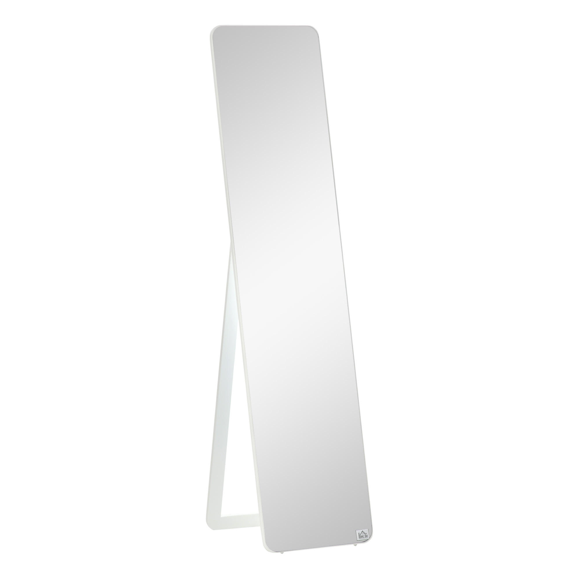 STANDSPIEGEL mit klappbaren Rahmen, stabil, Kiefernholz, MDF, Weiß - Weiß, Glas (43/156/37cm) - HOMCOM