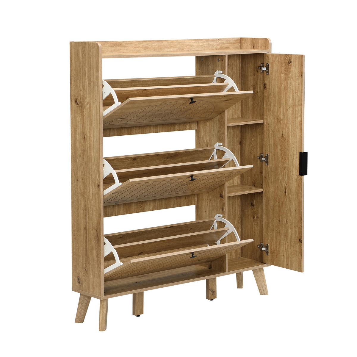 SCHUHKIPPER 110 cm in Holz-Optik - Naturfarben, Holzwerkstoff (110/137.5/24cm) - Urban Meuble