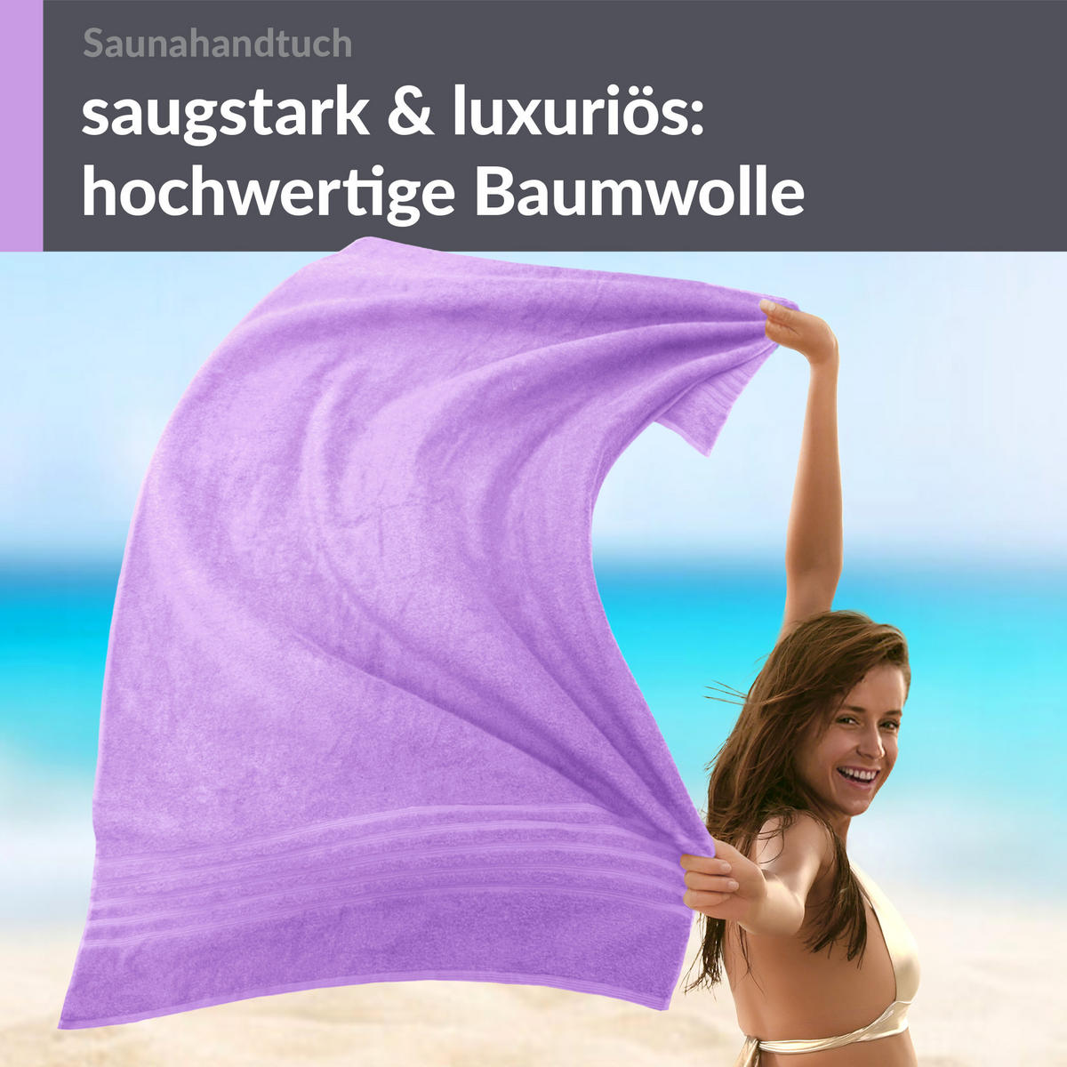 BADETUCH London Flieder Lila 100x200 cm - Flieder, Textil (100/200cm) - Lashuma