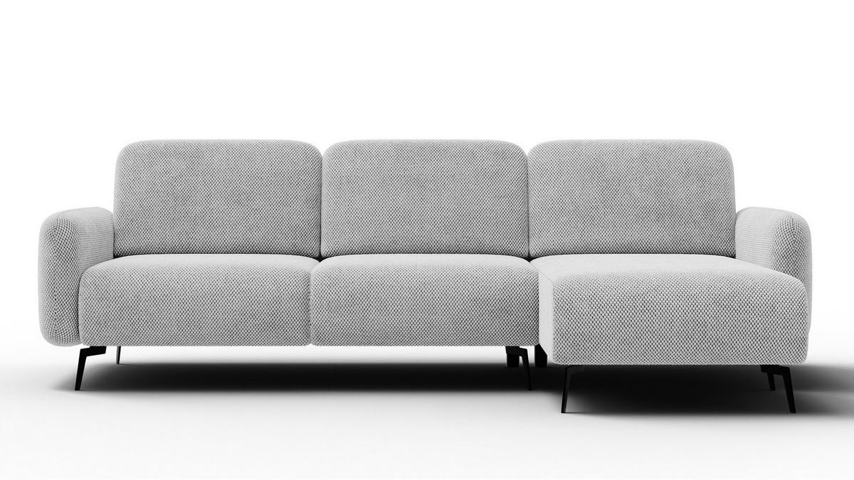 ECKSOFA FEBE 4-Sitzer rechts, hellgrau - Hellgrau/Schwarz, Holz/Textil (264/157cm) - Courtois Laville