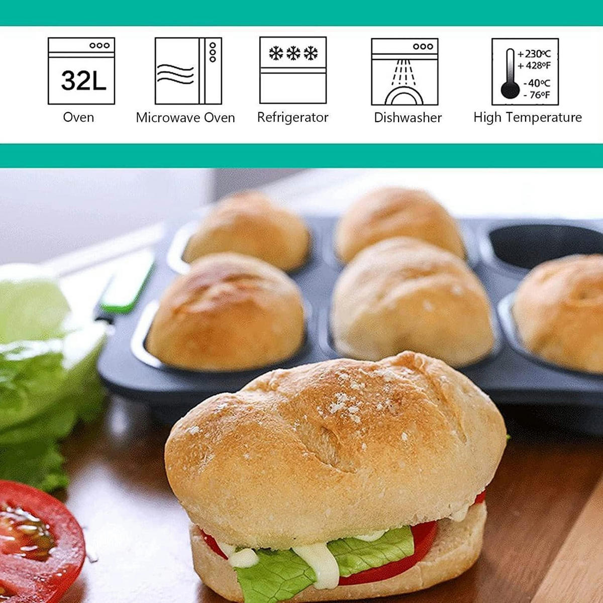 BACKBLECH Baguette 2-teiliges Set mit Zubehör Grau - Multicolor, Kunststoff (24.5/2/35cm)