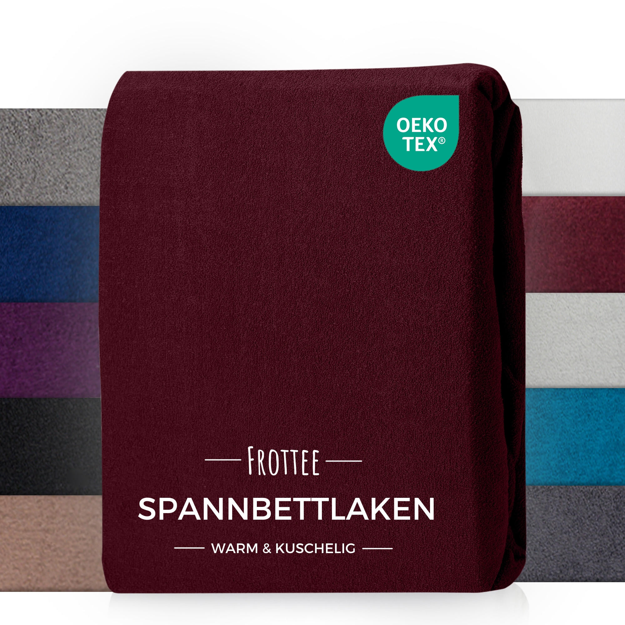 FROTTEE-SPANNBETTLAKEN 200x200 cm Rot, Warmes Winter Bettlaken - Bordeaux, Textil (200/200cm) - Carpe Sonno