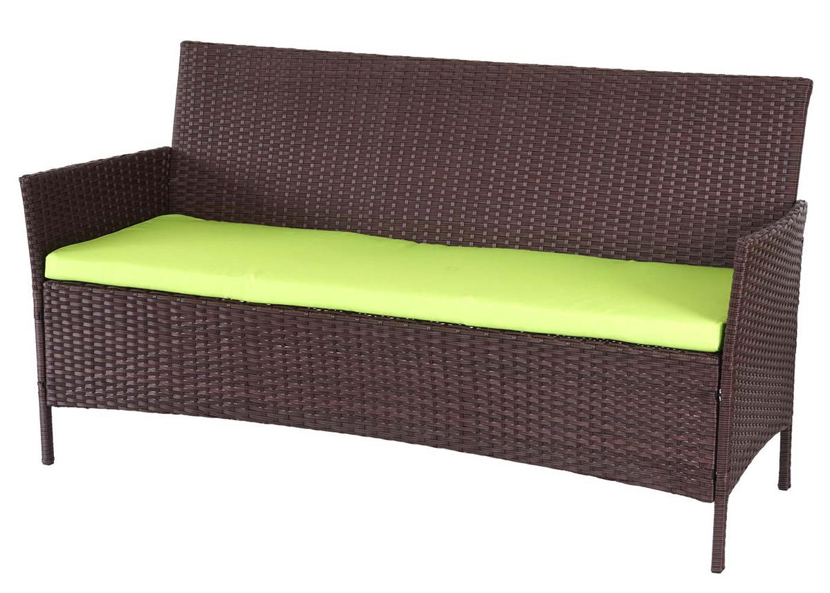 POLY-RATTAN GARNITUR Braun - Braun/Grün, Kunststoff - MCW