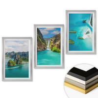 WANDBILDER 3er Set - 40x60 cm Silberner Rahmen - Tropische Inseln, türkisfarbenes Wasser - Silberfarben, Kunststoff (40/60cm) - ArtPrintCave