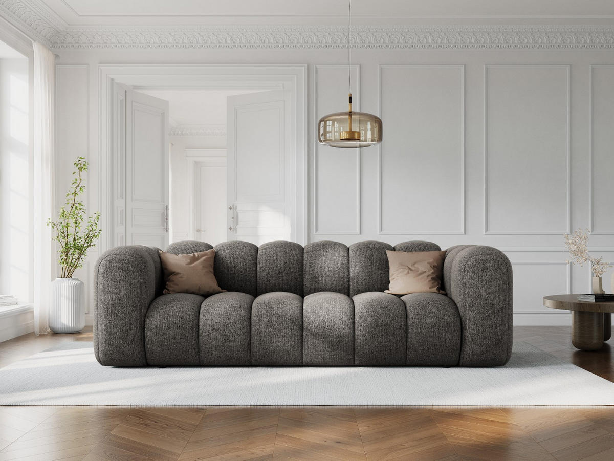 SOFA Lupine aus Chenille-Stoff grau 3 Sitzplätze - Grau, Textil (95/70/230cm) - Micadoni
