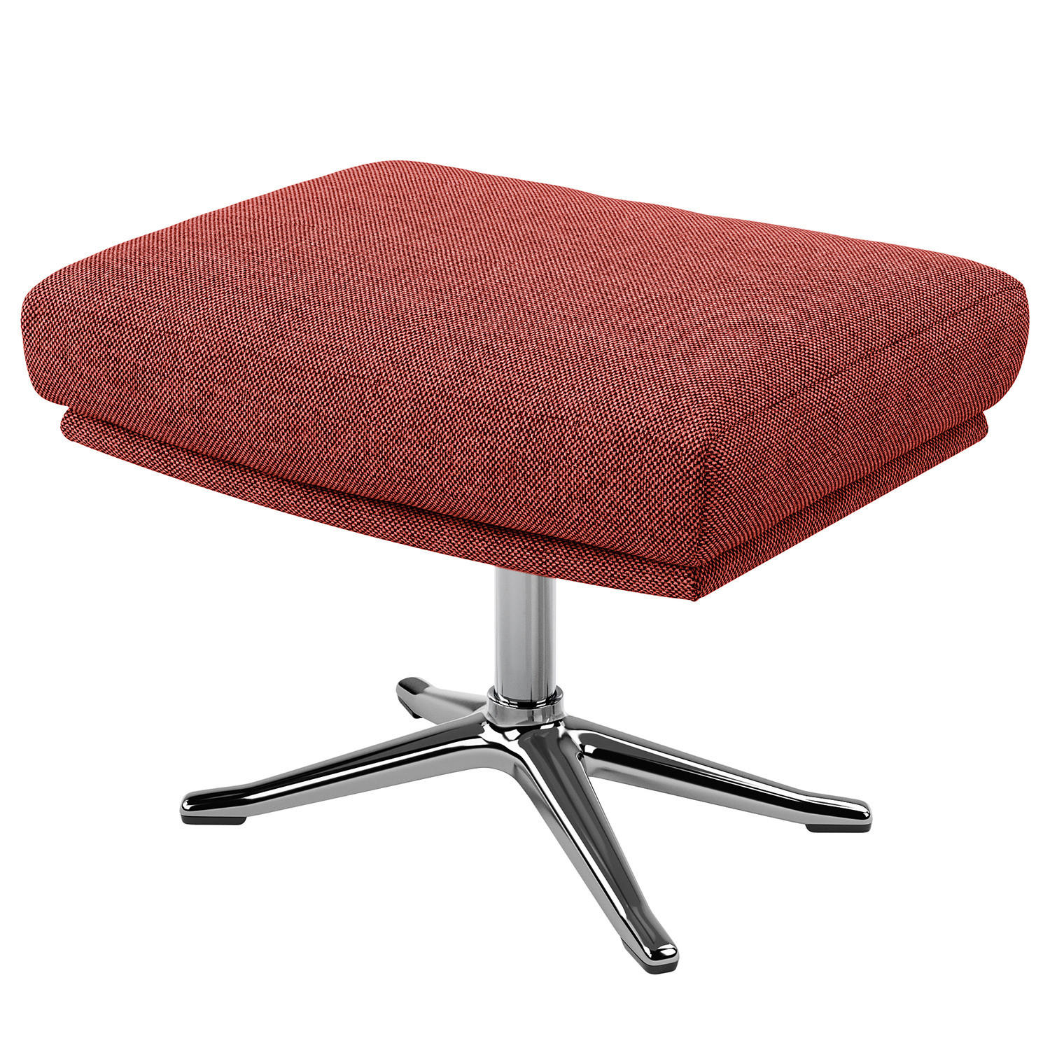 HOCKER mit Kreuzfuß - Chromfarben/Rot, Textil/Metall (54/41/41cm) - home24