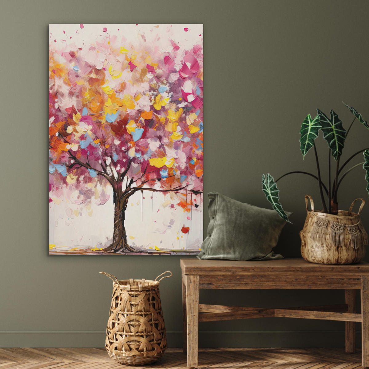 AKUSTIKPANEEL Aquarell - Baum - Kunst - Abstrakt 70x100 cm - Multicolor, Textil (70/0.9/100cm) - MuchoWow