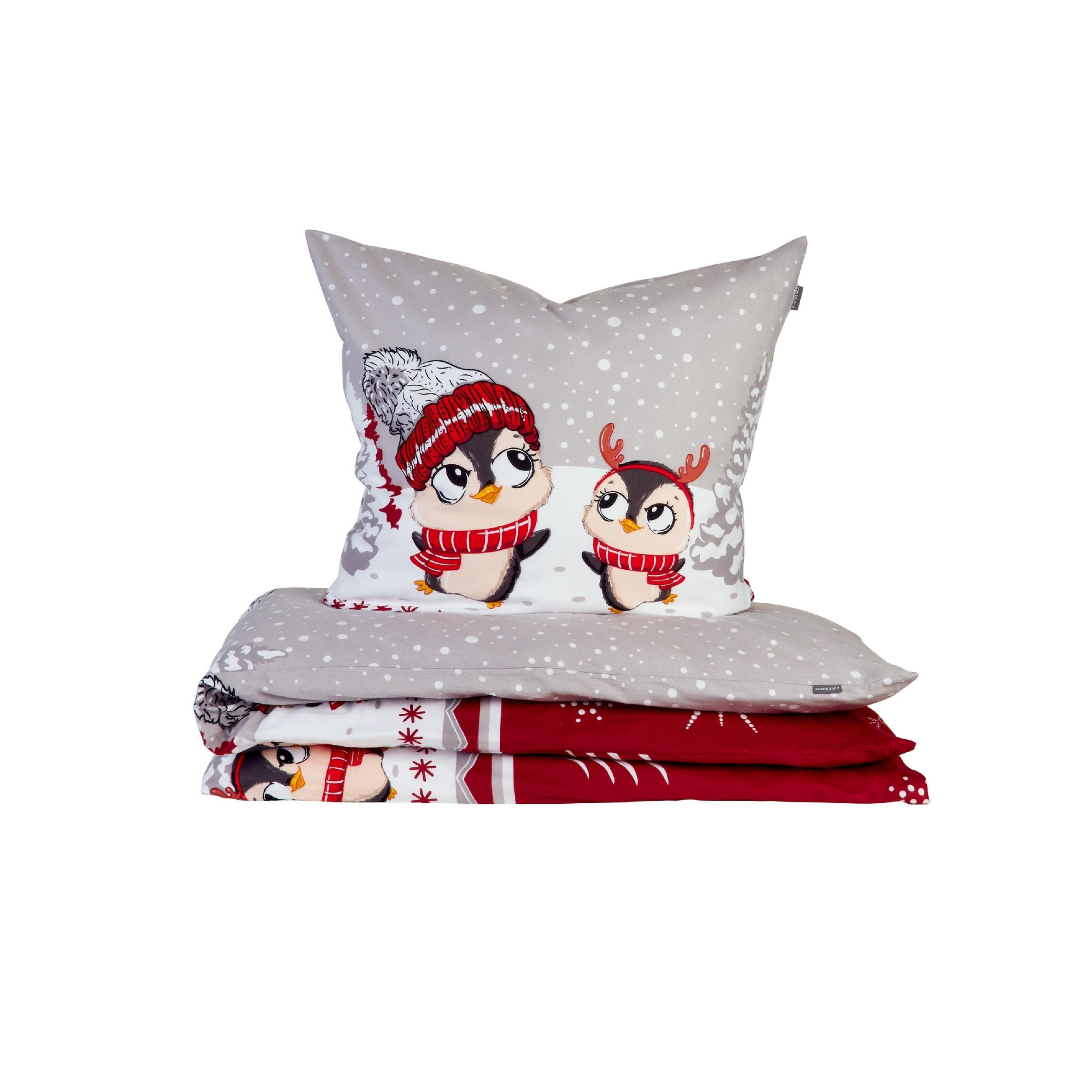 BETTWÄSCHESET Antoni - Feinbiber - 2-teilig - 155 x 220 cm - Grau - Grau, Textil (155/220cm) - SCHIESSER