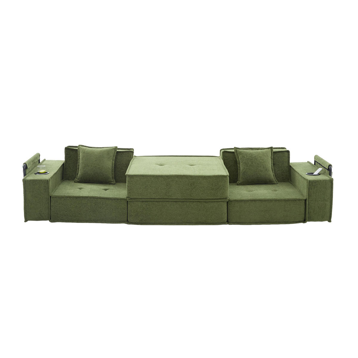 SCHLAFSOFA Zweisitzer mit Schlaffunktion,ausziehbar,Modulares Design,Chenille,Grün - Grün, Textil (162/42/54cm) - LVHOM