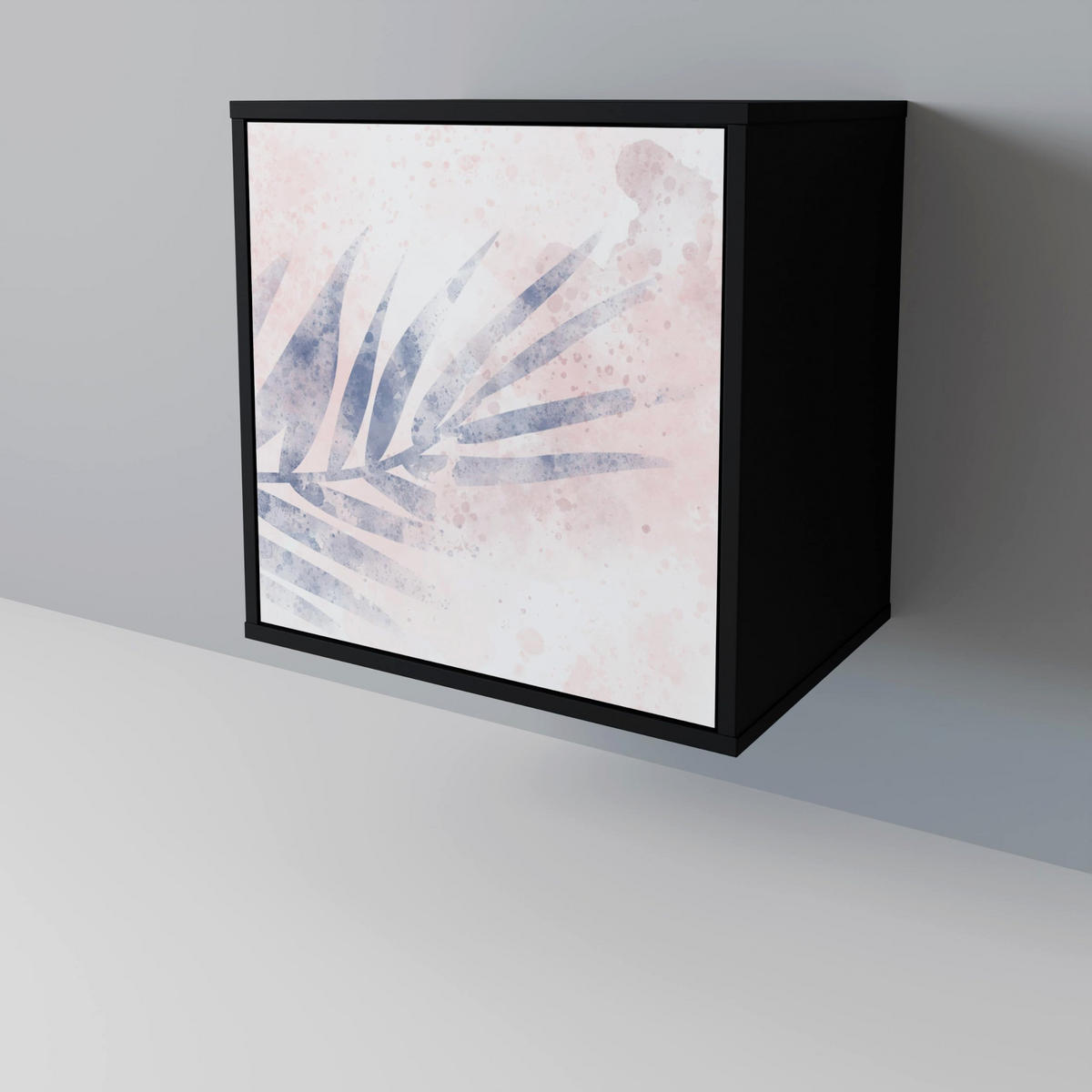 SIDEBOARD TIMELESS FLOAT, Schwarz, 57,5x42x72,5 cm, Schwarze Metallfüße - Multicolor/Schwarz, Holzwerkstoff/Metall (57.5/72.5/42cm) - SpaceRebels