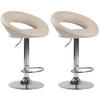 BARHOCKER 2er Set Lederlook creme - Chromfarben/Creme, Textil/Metall (53/80/47cm) - CLP