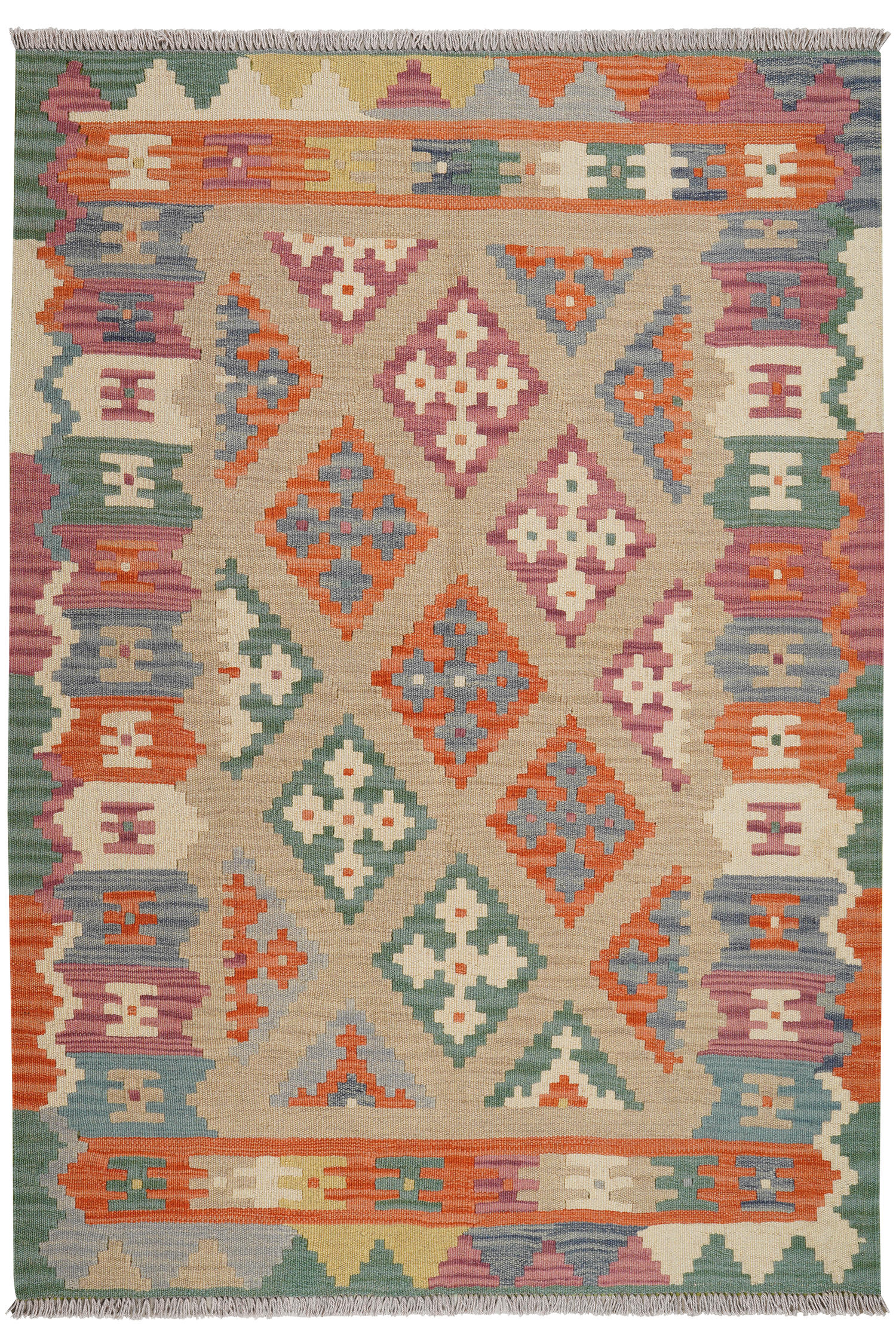 HANDWEBTEPPICH Kelim Gashgai Beige 179/125 cm Schurwolle - Beige, Textil (125/179cm) - Looma