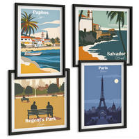 BILDER SET 4er Set - 50x50 cm & 40x60 cm Schwarzer Rahmen - Architektur der Küstenstädte - Schwarz, Kunststoff (50/50cm) - TULUP