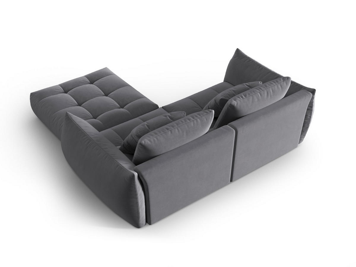 SOFA modular Bloom aus Samt dunkelgrau 3 Sitzplätze - Dunkelgrau, Textil (216/232cm) - Micadoni