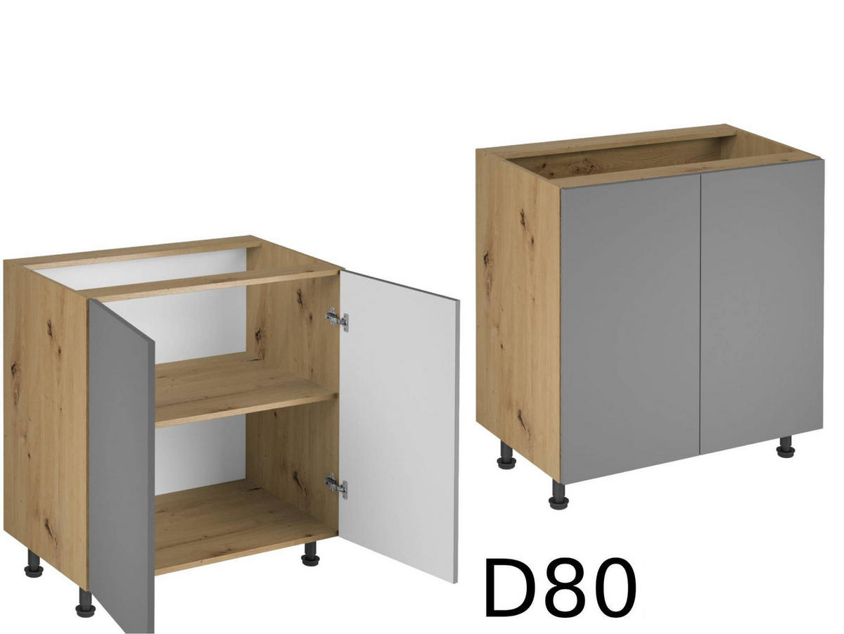 KÜCHENZEILE 240 - Langen KL2-M240 in Beige/Matt - Beige/Schwarz, Holz/Metall (240/212/58cm)