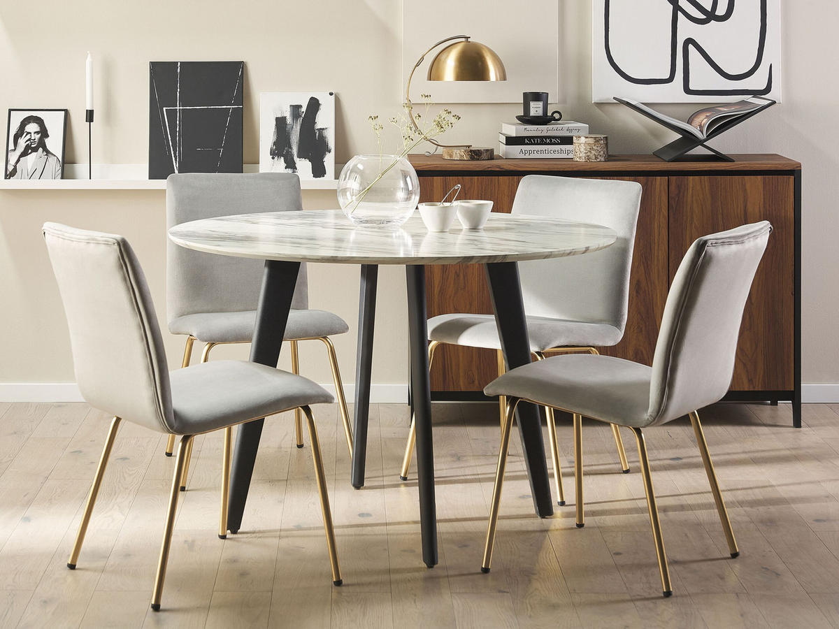 STUHL 2er-Set Samtstoff Grau Rubio - Grau, Textil/Metall (47/80/41cm) - Beliani