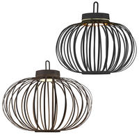 LED AKKU-PENDEL-/TISCHLAMPE GABBIA Bambus schwarz 2er Set - Schwarz, Holz (46/46/37.5cm)