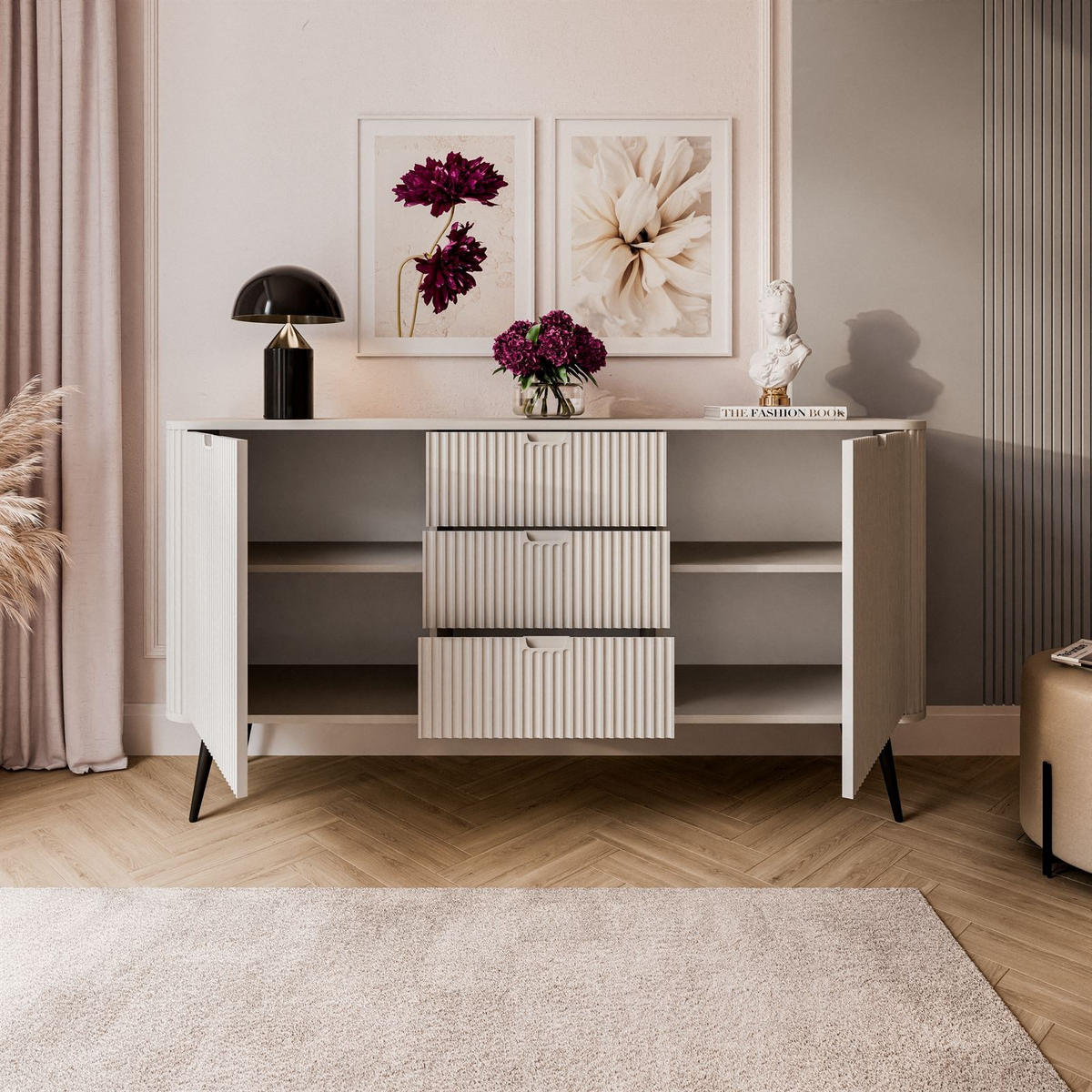 KOMMODE ZAIRA KSZ168 mit Schubladen Kaschmir - Kaschmir, Holzwerkstoff (168/87/39cm) - Lookway