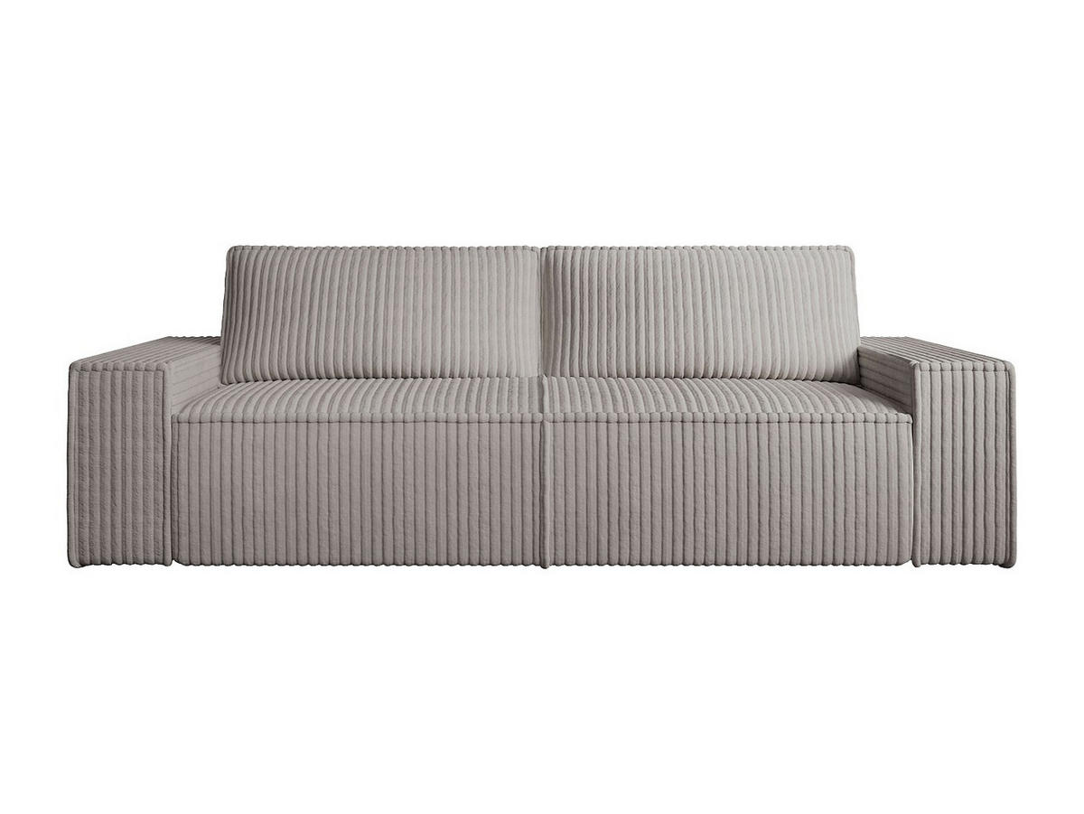 SCHLAFSOFA 4-Sitzer - grob gerippter Cord - Hellgrau - AMELIA - Hellgrau, Textil (257/85/102cm) - Vente-Unique