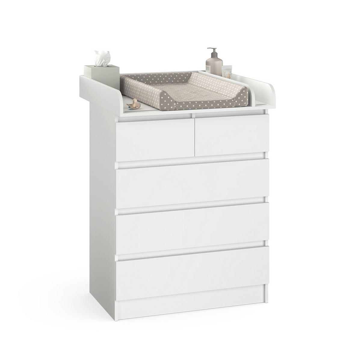 PŘEBALOVACÍ PULT Emma Bílá 80 x 110.2 cm s 5 zásuvkami - bílá, kompozitní dřevo (80/110.2/76cm) - Vicco