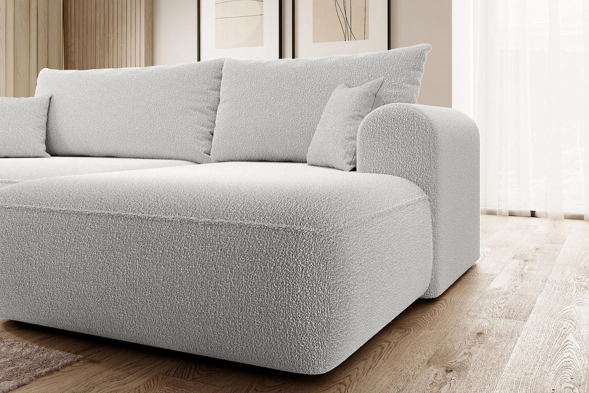 ECKSOFA Ovo Grau Boucle - Schwarz/Grau, Kunststoff/Textil (260/165cm) - Selsey