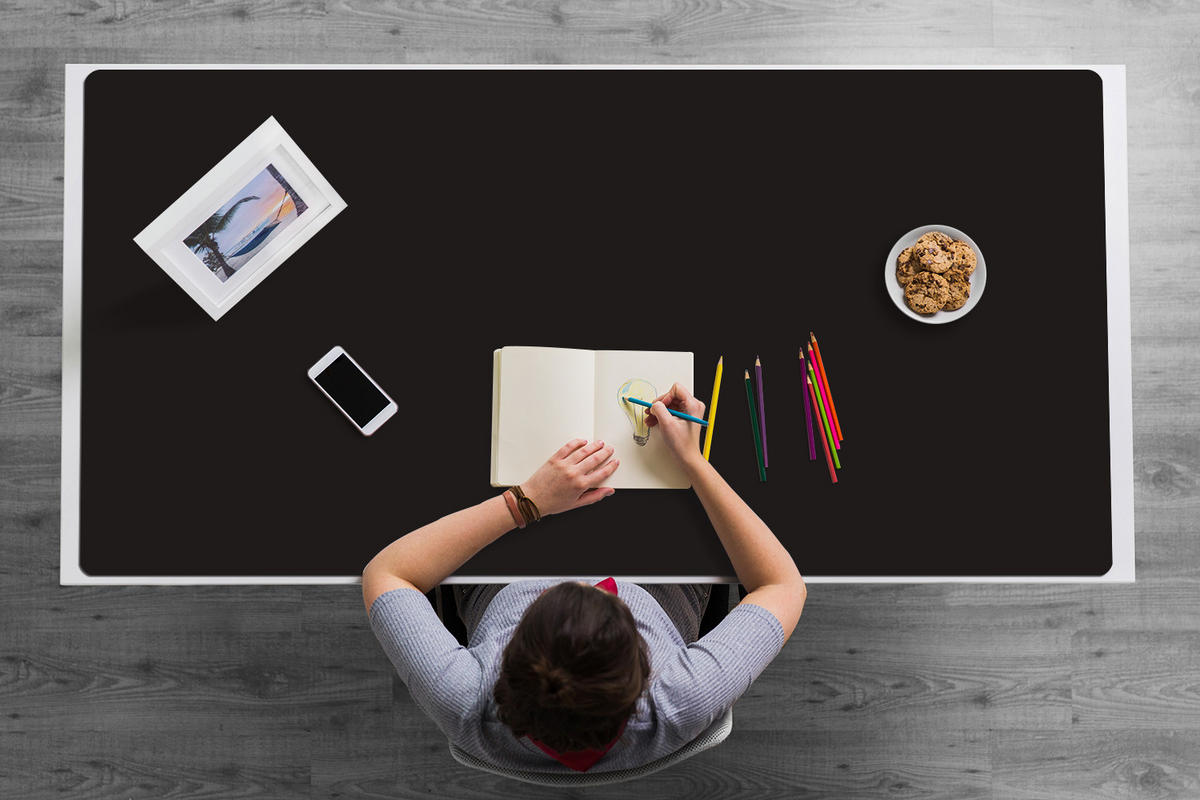 SCHREIBTISCHUNTERLAGE 90x45 cm Schwarz - Schwarz, Kunststoff (1.6/90/45cm) - ArtPrintCave