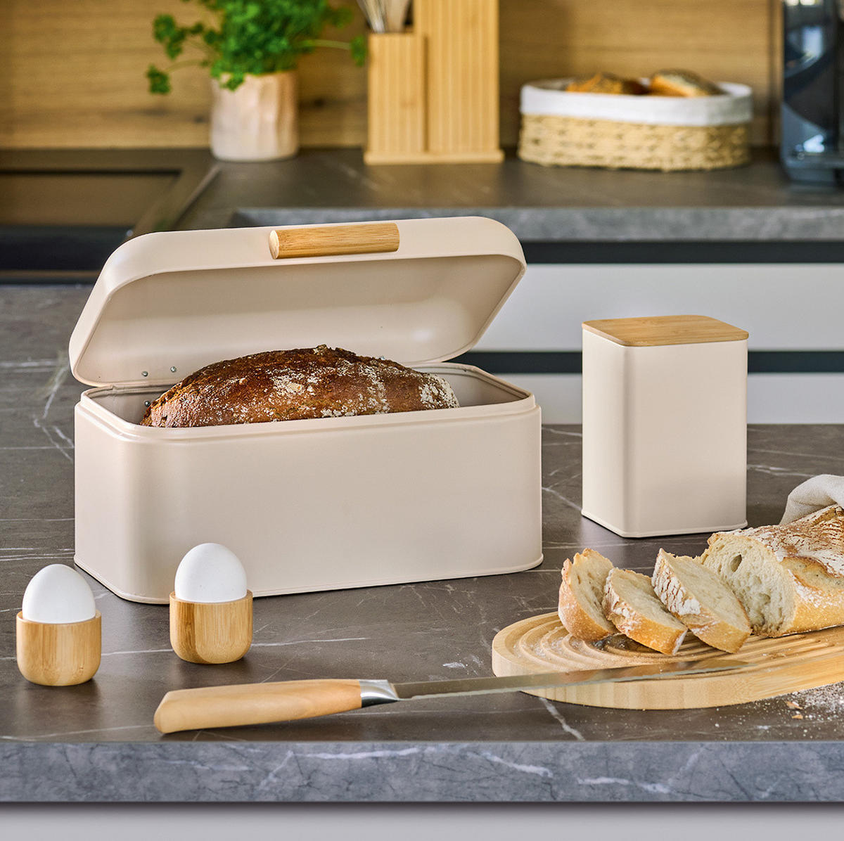 BROTKASTEN aus Metall 30,5/20,5/15,2 cm - Beige, Naturmaterialien (20.5/15.2/30.5cm) - ZELLER