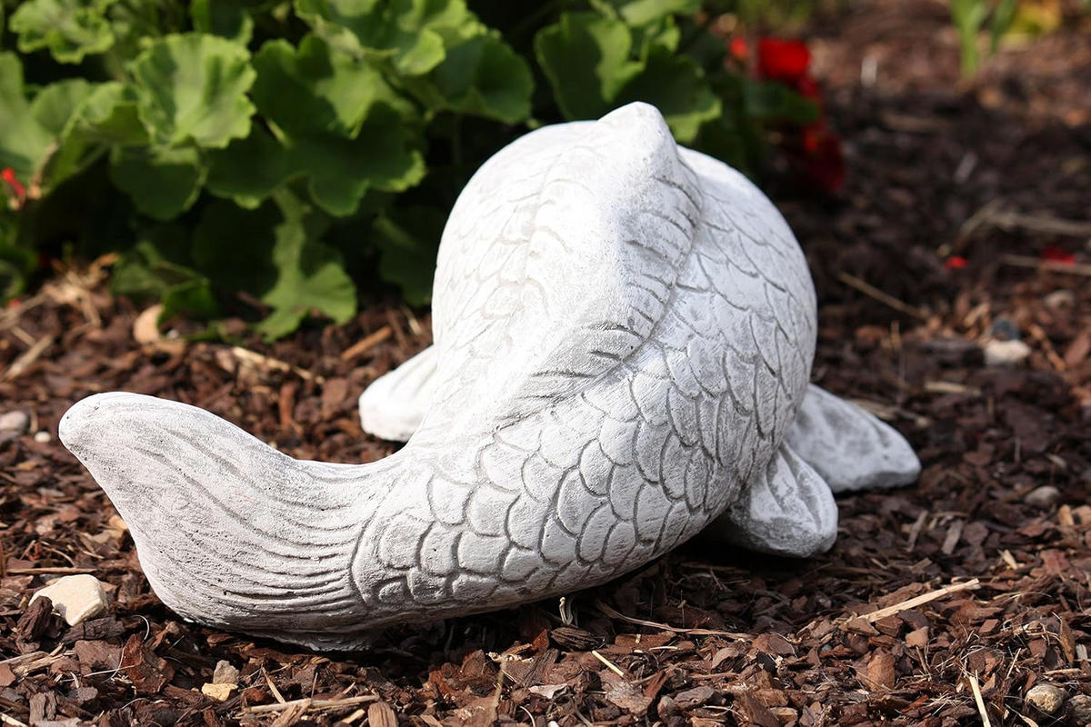 STEINFIGUR Koi gross frostfest massiver Steinguss - Grau, Stein (45/16/22cm) - stoneandstyle