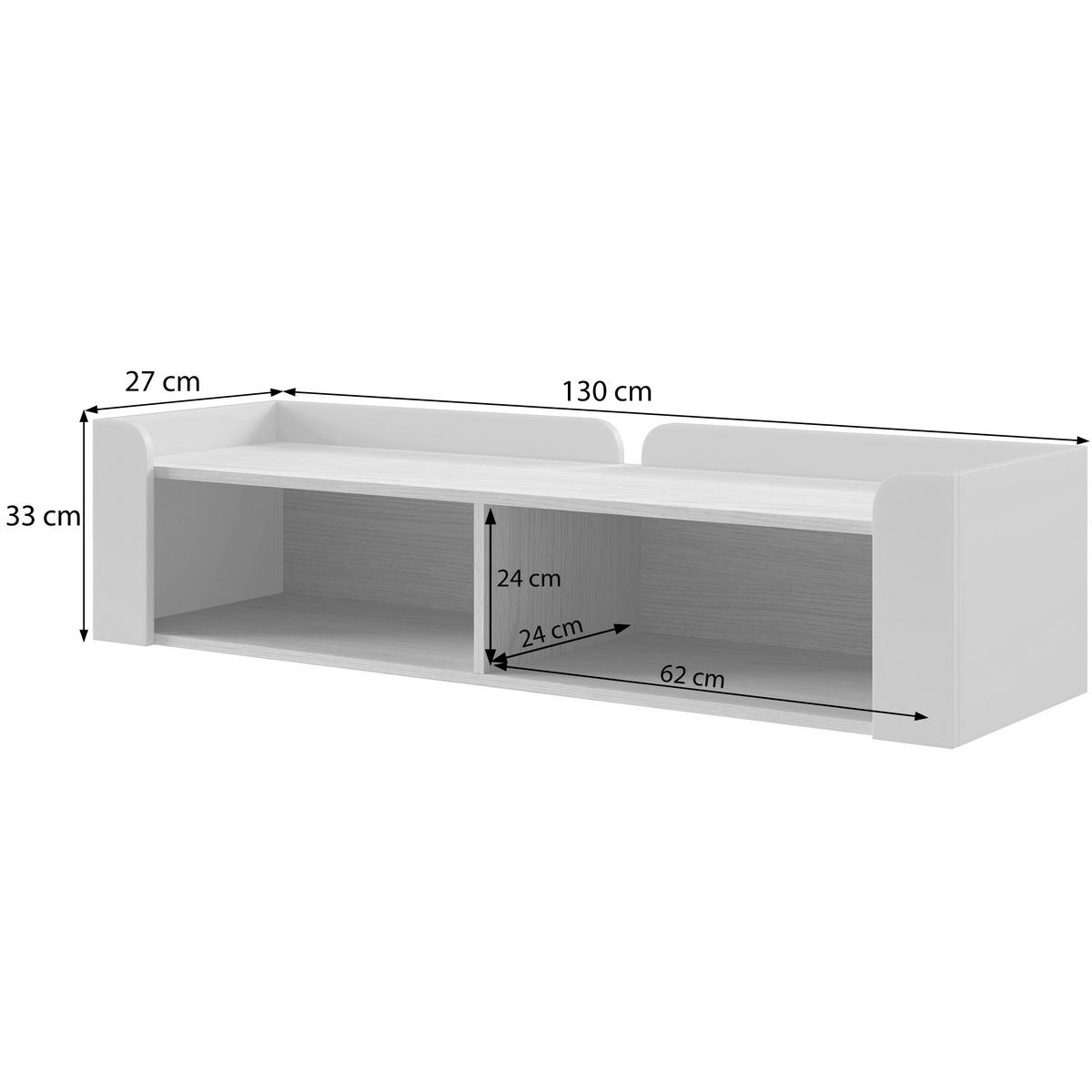 WANDREGAL Sorella mit 2 offenen Regalböden, 130 cm, Porcini + Eiche Mavelie - Eichefarben/Cappuccino, Holzwerkstoff (130/33/27cm) - Beautysofa