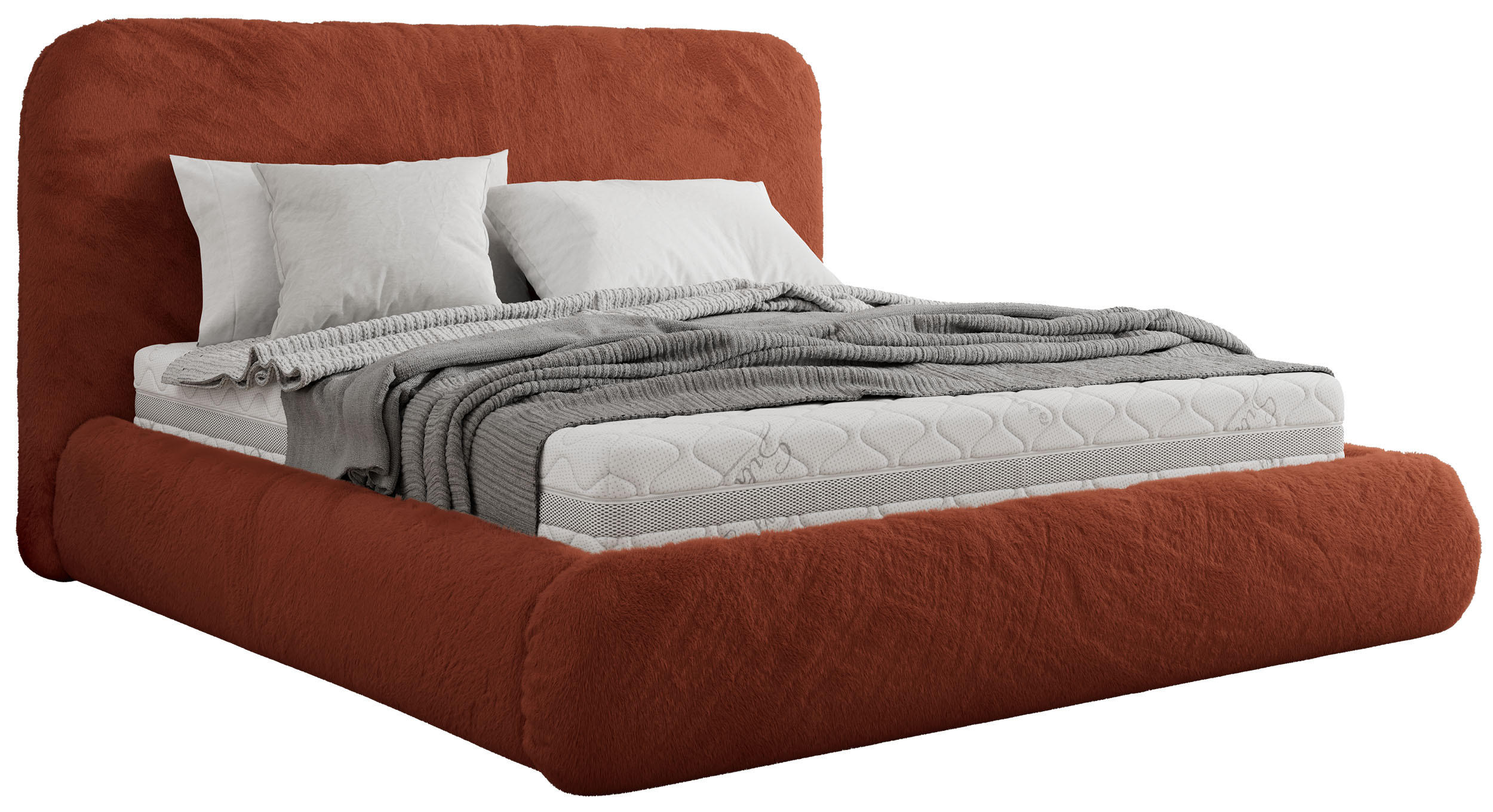 POLSTERBETT BENEA CLASSIC 160/200 - Orange Plüsch - ohne Matratze - Orange, Textil (160/200cm) - MKS