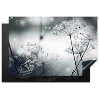 HERDABDECKPLATTE Blumen - Winter - Schnee - Natur Ceranfeldabdeckung 76x51.5 cm - Grau, Kunststoff (76/51.5/0.2cm) - MuchoWow