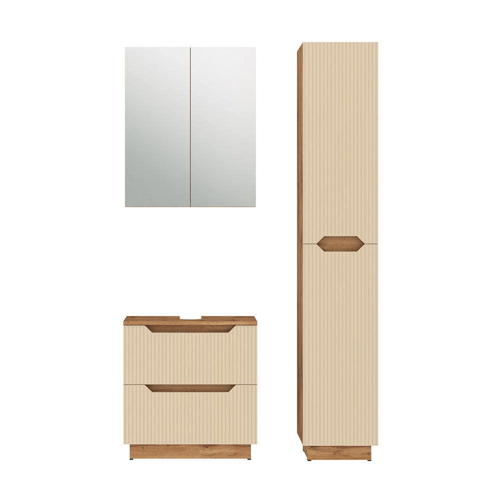 KOUPELNOVÝ NÁBYTEK Lotta Dubový/kašmírový pruhovaný - kašmírová/barva dubu, kompozitní dřevo (59.8/62.5/32cm) - Vicco