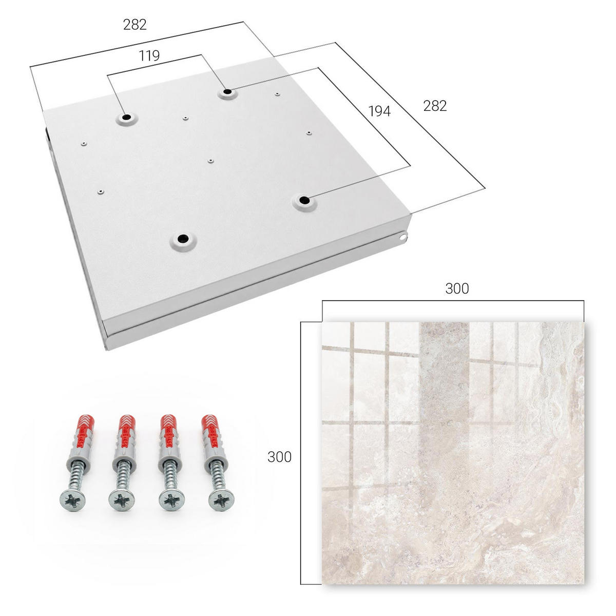SCHLÜSSELBOX Weiß 30x30 cm – Türöffnung nach rechts - Beige Abstraktionen - Beige, Metall (30/30/5cm) - TULUP