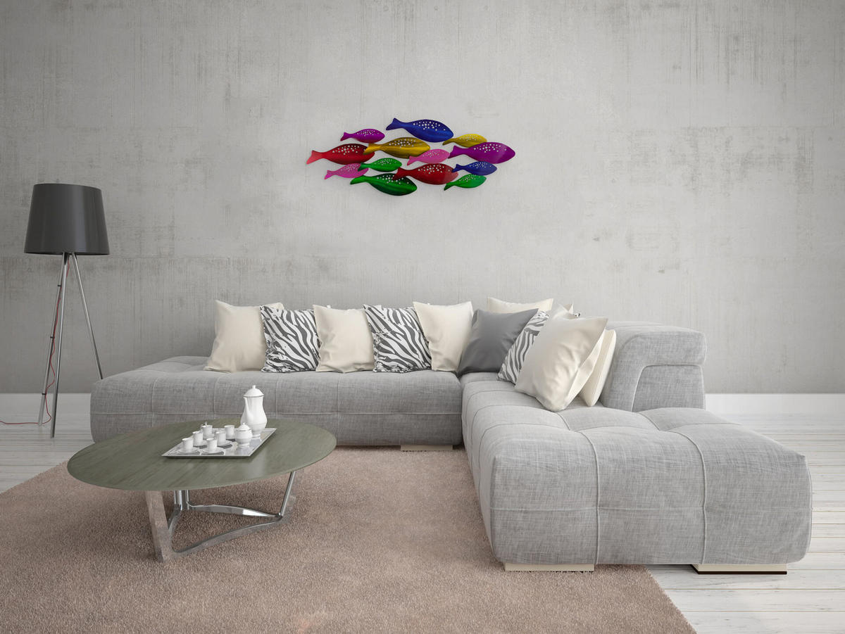 WANDDEKO Bunt 120/44 cm - Multicolor, Metall (3.17/44/5cm) - KUNSTLOFT