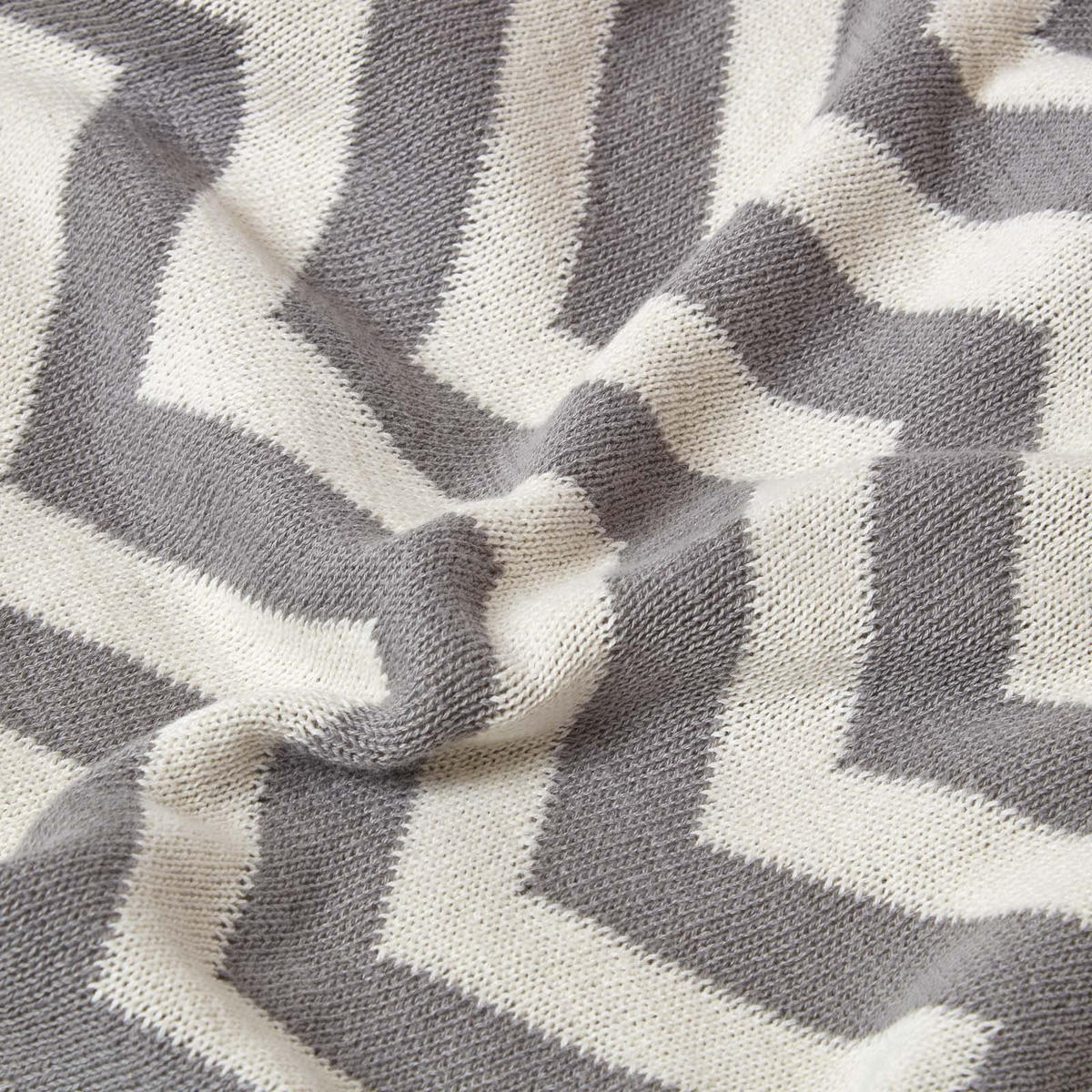 STRICKDECKE 150/200 cm, Zickzack-Muster Baumwolle - Grau, Textil (150/200cm) - Homescapes