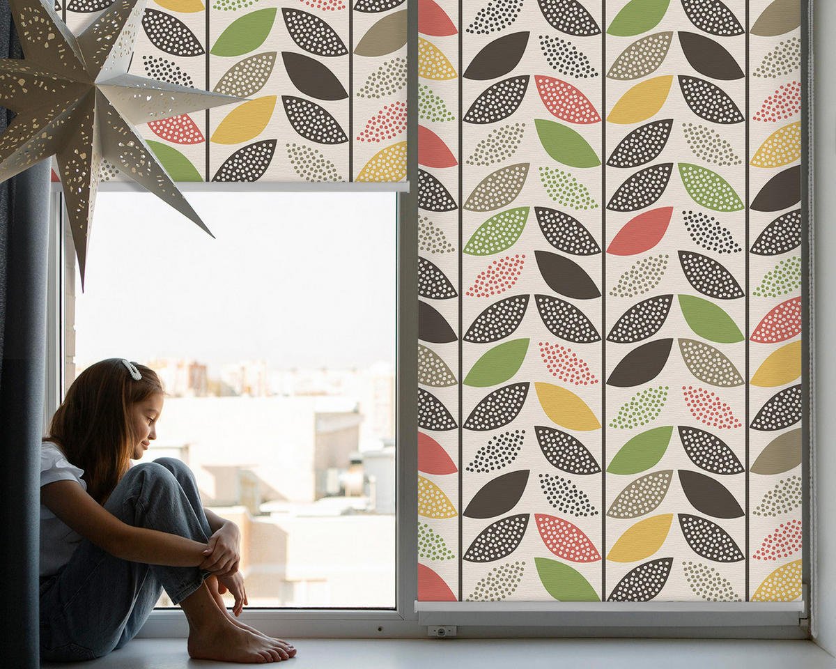 VNÚTORNÁ roleta - okenná roleta - roleta - 60x140 cm - Farebné listy - zelená, plast (60/140/0.5cm) - TULUP