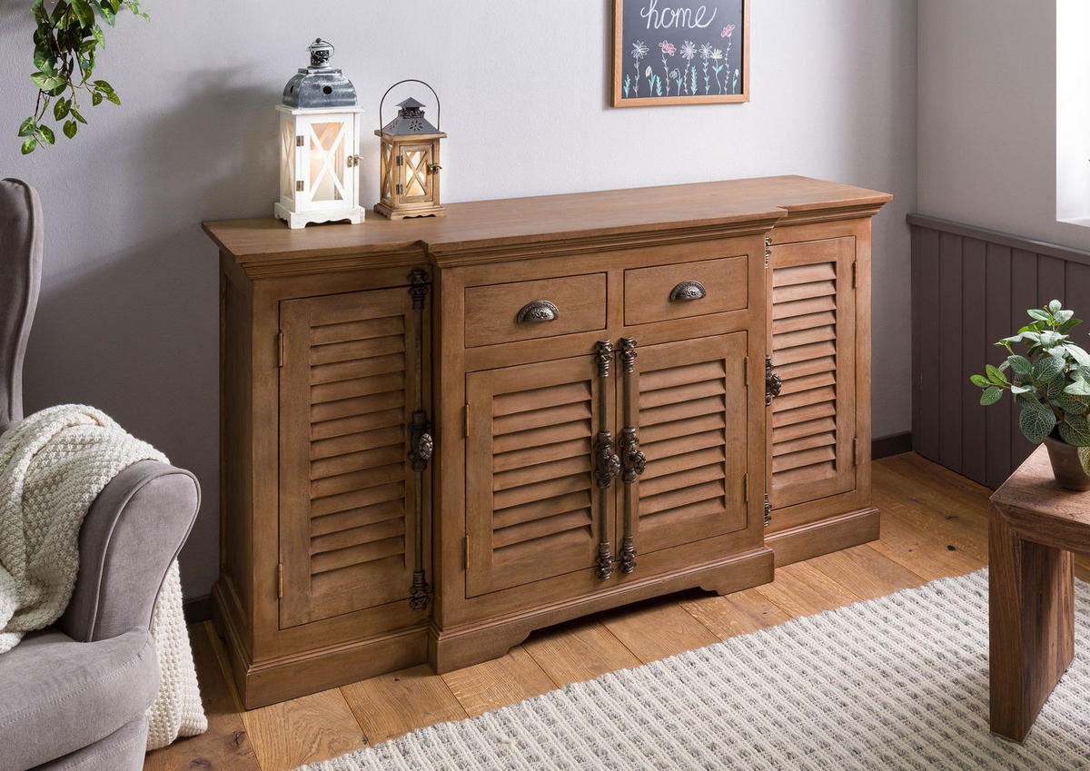 SIDEBOARD Mango 160x45x90 beige geölt TOULOUSE #08 - Beige, Holz (160/90/45cm) - Massivmoebel24