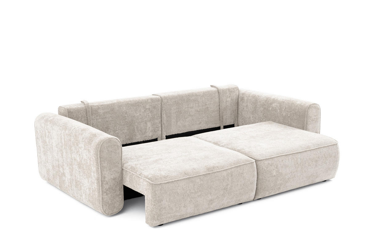 ECKSOFA Motion mit Schlaffunktion Funktional 3-sitzer Sofa - Beige, Textil (250/120cm) - Muffo