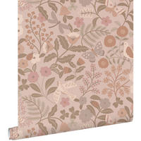 TAPETE Blumen und Vögel 50 x 900 cm - Pink, Papier (50/0.1cm) - ESTAhome