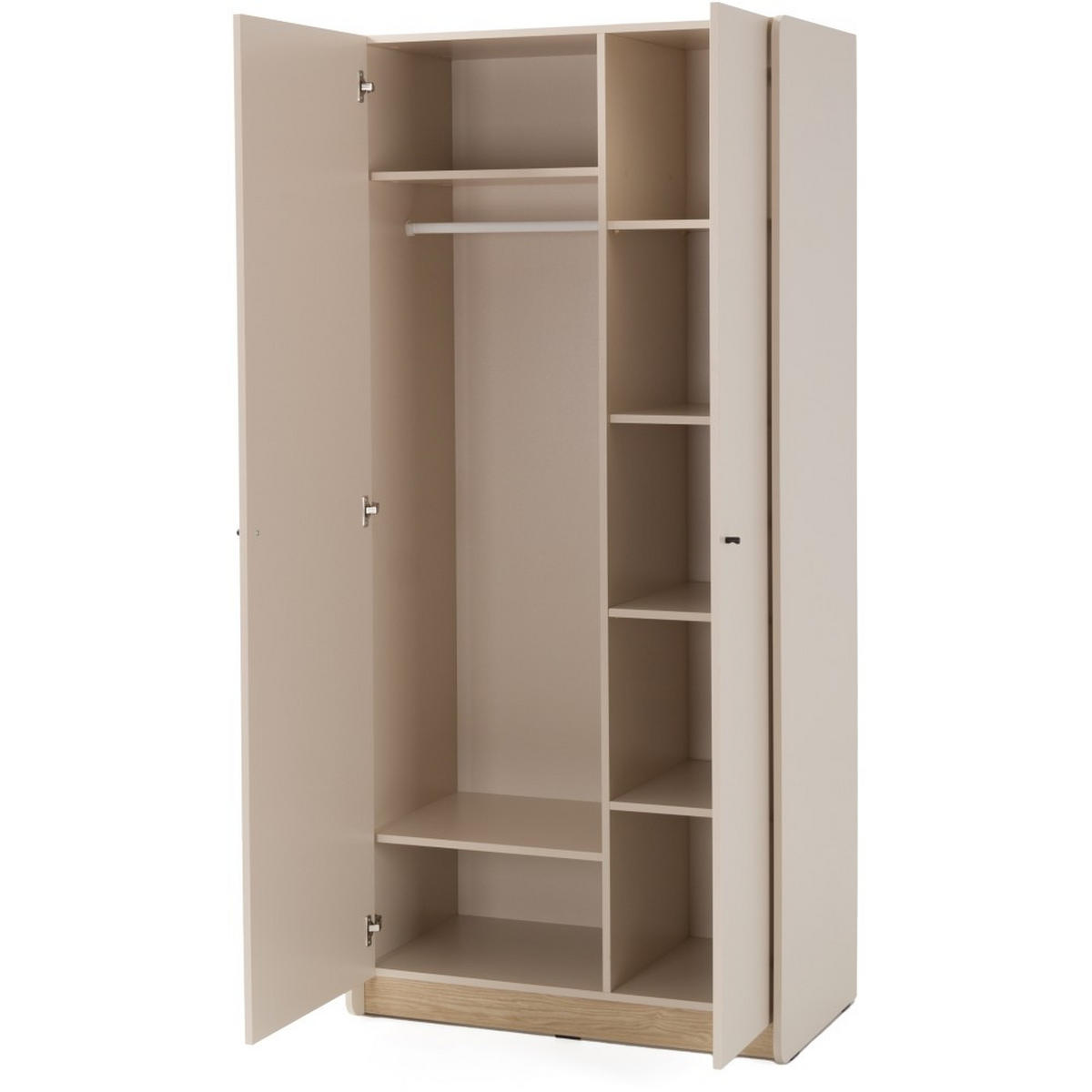 DREHTÜRENSCHRANK Alex für Jugenzimmer, mit 2 Türen, Eukalyptus - Eukalyptusholzfarben/Schwarz, Holzwerkstoff (90/195/52cm) - Beautysofa