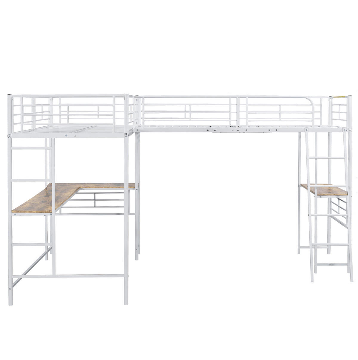HOCHBETT 90/200 cm Weiß mit Tisch und Doppeltreppe - Weiß, Metall (140/200cm) - OKWISH