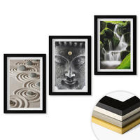 WANDBILDER 3er-Set - 20x30 cm Schwarzer Rahmen - Der Frieden der Steine des Buda Zen-Wasserfalls - Schwarz, Kunststoff (20/30cm) - ArtPrintCave