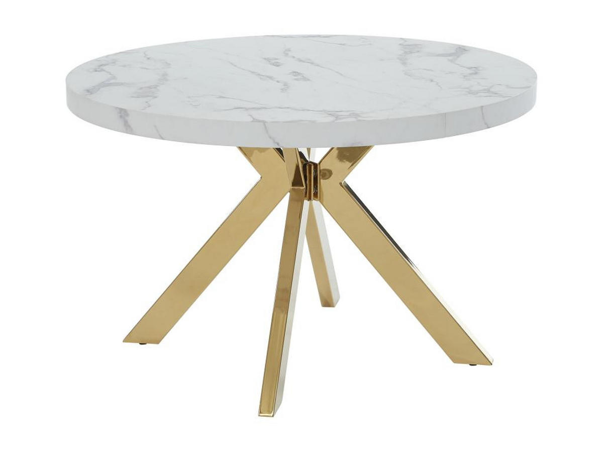 ESSTISCH - ausziehbar - 4 bis 8 Personen - MDF & Stahl - Marmor-Optik Weiß & Goldfarben - KOMONI - Weiß, Holz (220/120/76cm) - Vente-Unique