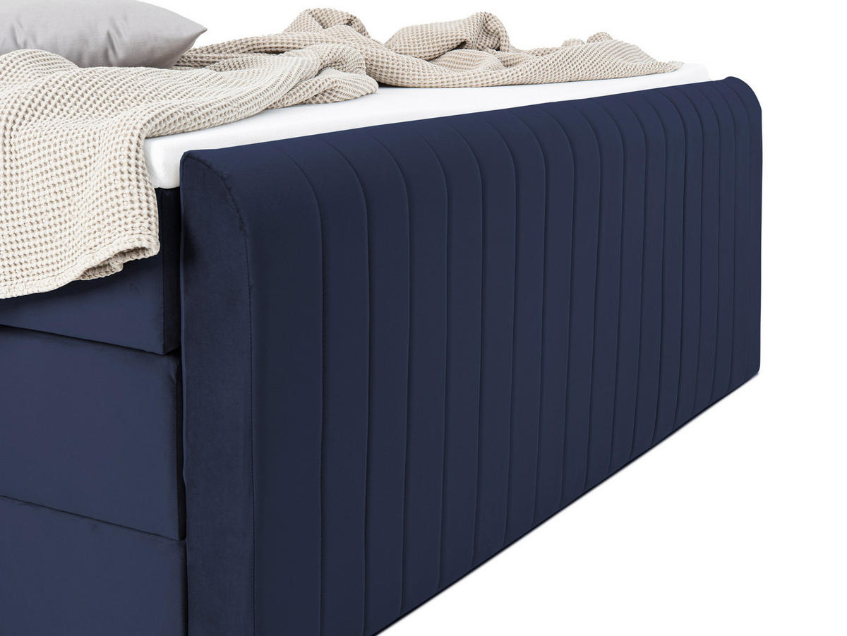 BOXSPRINGBETT FLY blau 160/200 cm H2/H3 Samt - Blau, Textil (160/200cm) - wonello