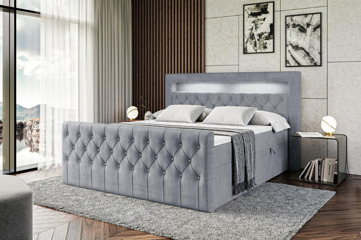 BOXBETT AURORA - 120x200 - H4 - Grau - Grau, Holzwerkstoff (120/200cm) - ALTDECOR
