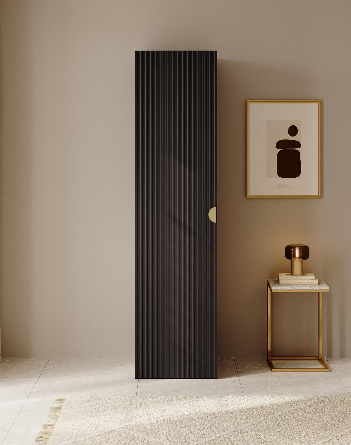 KLEIDERSCHRANK Moonir Schwarz 50 cm - Goldfarben/Schwarz, Holzwerkstoff/Metall (50/200.5/57cm) - Selsey