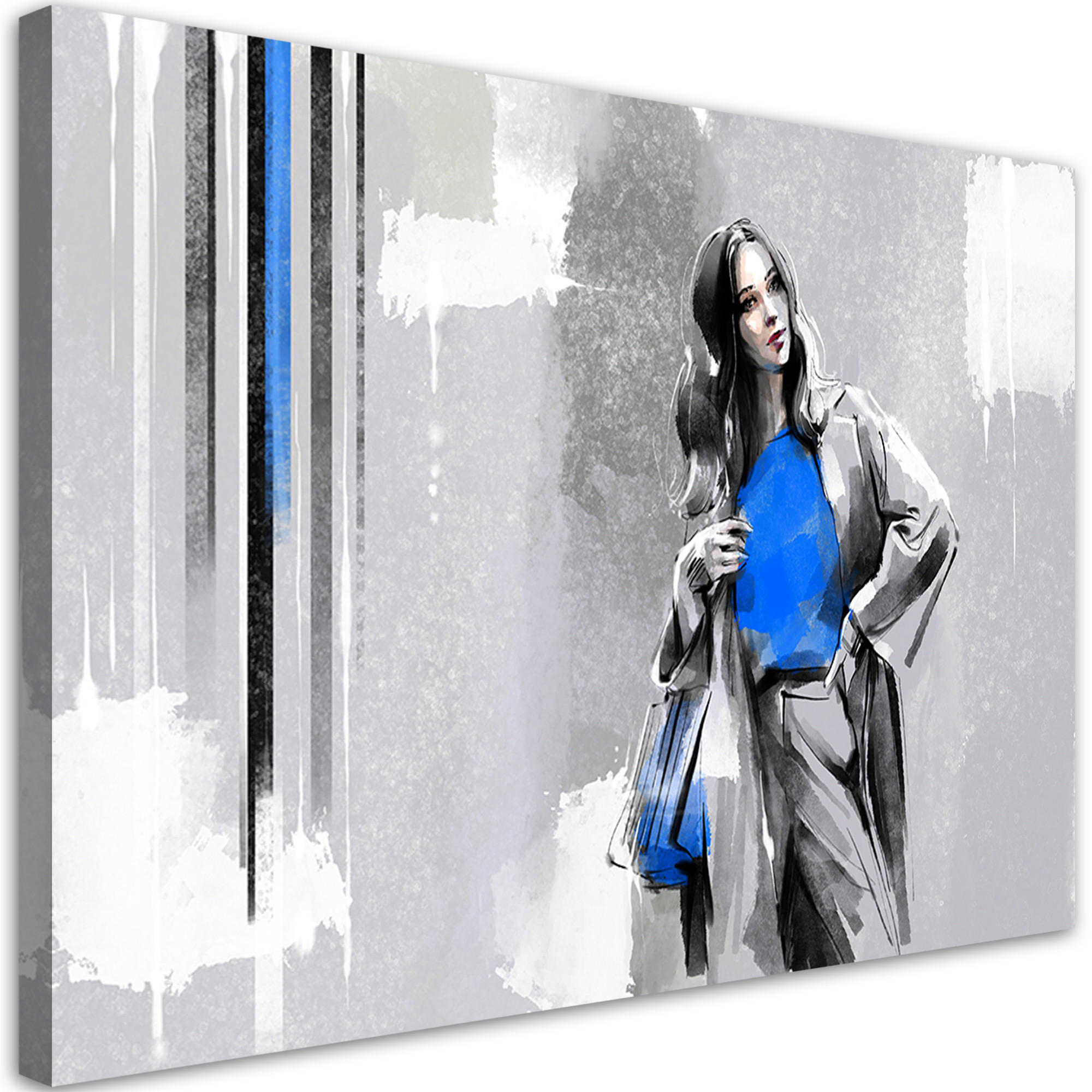 WANDBILD eine frau in einem mantel - Silberfarben, Textil (60/40cm) - Feeby